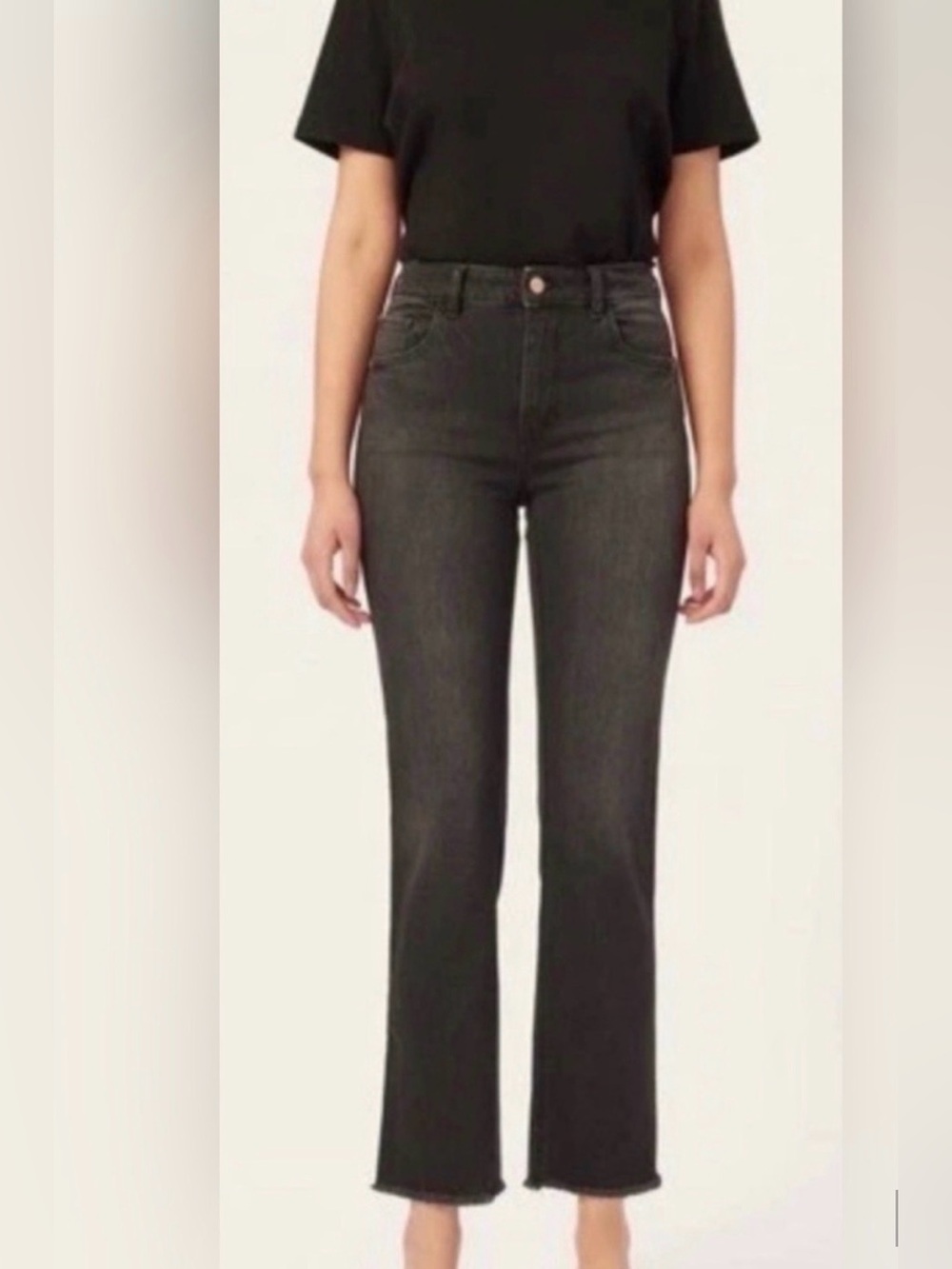 {DL 1961} Patti straight high rise vintage ankle raw hem jean 26